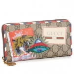 グッチGUCCI  COURRIERワッペンラウンド長財布  ベージュ コンビ 473909 K9GQT 8899