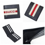 グッチ GUCCI レザー ロゴウェブライン ウォレット 折財布 小銭入れなし ブラック [メンズ] 408827 CWGRN 1094