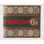 GUCCIグッチ メンズ 小銭入れ付き２つ折財布 ダブルGロゴ コーティグGGキャンバス グリーン×レッド ウェブライン オフディア 二つ折り財布 597609 96IWT 8745