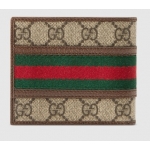 GUCCIグッチ メンズ 小銭入れ付き２つ折財布 ダブルGロゴ コーティグGGキャンバス グリーン×レッド ウェブライン オフディア 二つ折り財布 597609 96IWT 8745