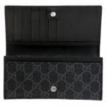 GUCCI  グッチ ファスナー長財布キャンバス×レザー ブラック×グレー 408830 KHN4N 1095
