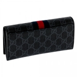 GUCCI  グッチ ファスナー長財布キャンバス×レザー ブラック×グレー 408830 KHN4N 1095