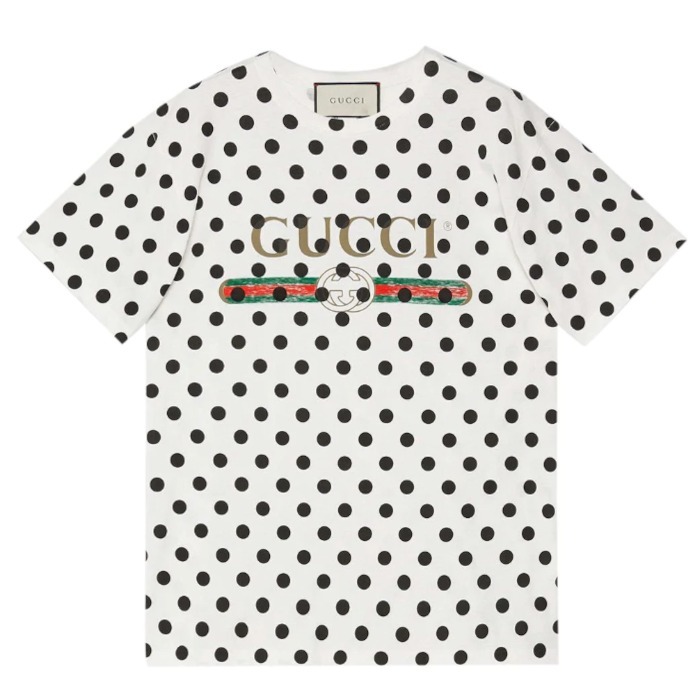 GUCCITシャツ レディース ロゴ ポルカドット プリント 615044 XJCLK 9381