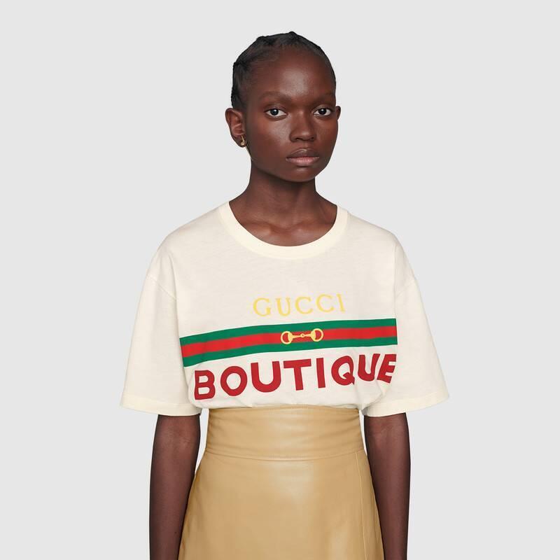 グッチGUCCI unisex オーバーサイズBoutique プリントTシャツ 615044 XJCKY 7136