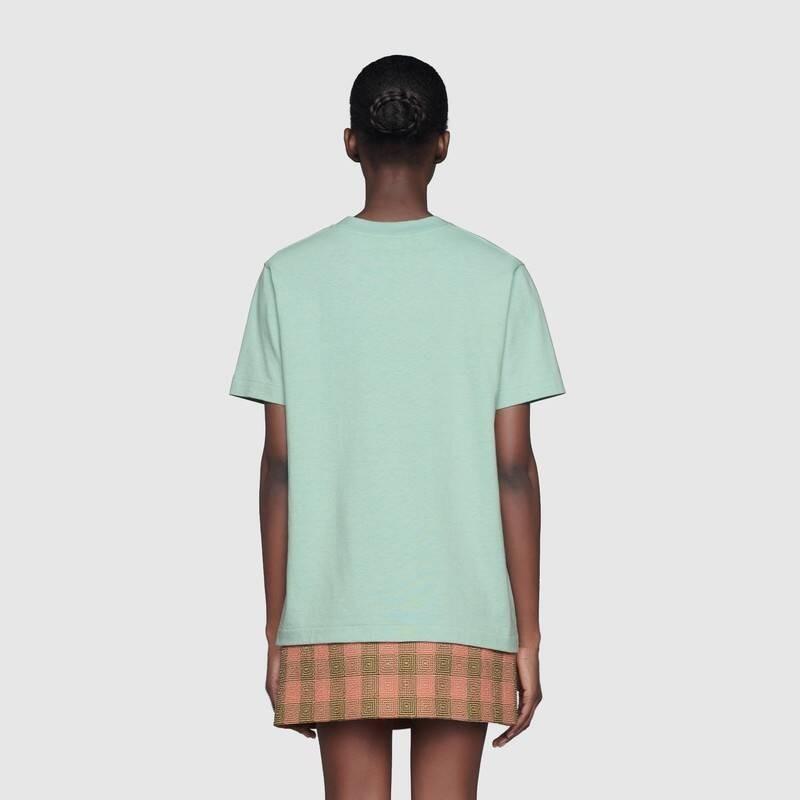 グッチTシャツ リバティ ロゴハートパッチ  スカイブルー 580762 XJC0J 3464