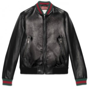 グッチ 【GUCCI】 Webディテール付き レザージャケット ブラック 431343 XG206 1060