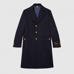 グッチ GUCCI Gucci label エコカシミヤコート BLUE 625863 Z5311 4440