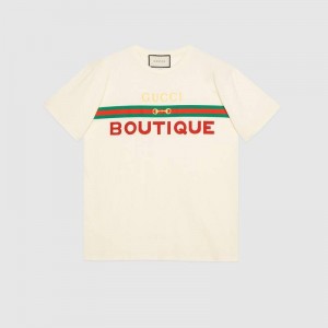 グッチGUCCI unisex オーバーサイズBoutique プリントTシャツ 615044 XJCKY 7136