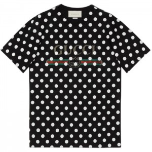グッチ GUCCI ロゴ ポルカドット プリント Tシャツ ブラック 615044 XJCLK 1082