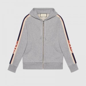 GUCCIフード付き ストライプ ジップアップスウェットシャツ 497250 X9I97 1295