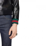 グッチ 【GUCCI】 Webディテール付き レザージャケット ブラック 431343 XG206 1060