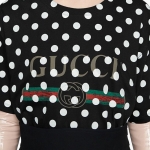 グッチ GUCCI ロゴ ポルカドット プリント Tシャツ ブラック 615044 XJCLK 1082