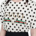 GUCCITシャツ レディース ロゴ ポルカドット プリント 615044 XJCLK 9381