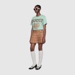 グッチTシャツ リバティ ロゴハートパッチ  スカイブルー 580762 XJC0J 3464