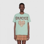 グッチTシャツ リバティ ロゴハートパッチ  スカイブルー 580762 XJC0J 3464