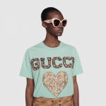 グッチTシャツ リバティ ロゴハートパッチ  スカイブルー 580762 XJC0J 3464