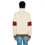 グッチ【GUCCI】ケーブルニット ボンバージャケット ホワイト 599311 XKA32 9133