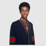 グッチ GUCCI オーバーサイズ ケーブルニット カーディガン ブルー 407037 X1561 4352
