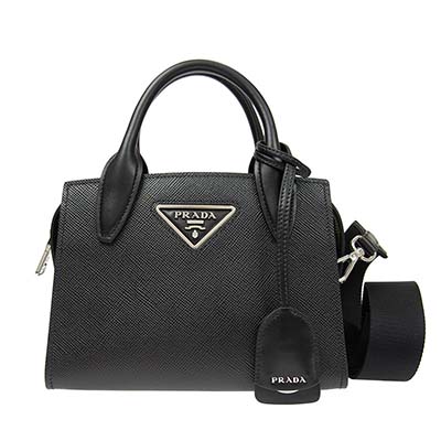 PRADA プラダ モノクローム ショルダー付き 2WAY ハンドバッグ ショルダーバッグ ブラック 1BA269 2ERX F0002