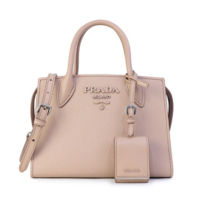 プラダ PRADA バッグ モノクローム ショルダー付き 2WAY ハンドバッグ ピンクベージュ 1BA269 2ERX F0ORK