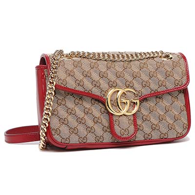 グッチ ショルダーバッグ GGマーモント ダブルG ベージュ エボニーレッド レディース GUCCI 443497 HVKEG 8561