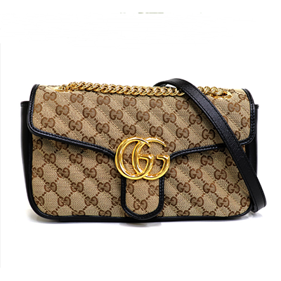 グッチ GUCCI GGマーモントスモールショルダーバック GGキャンバス 2Way レザー ベージュ 黒 443497 HVKEG 8272