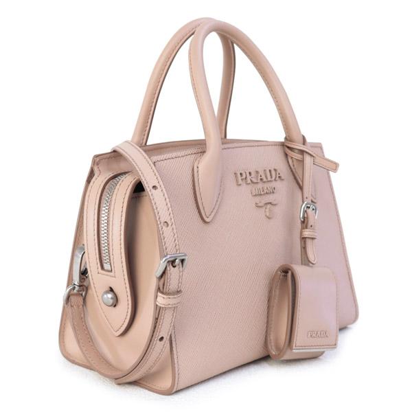 プラダ PRADA バッグ モノクローム ショルダー付き 2WAY ハンドバッグ ピンクベージュ 1BA269 2ERX F0ORK
