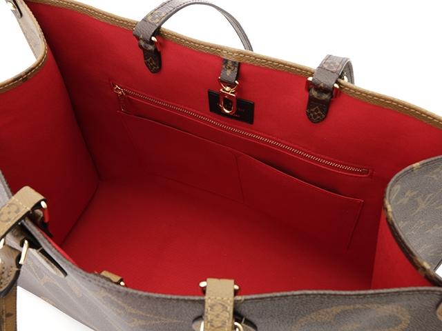 ルイ・ヴィトン LOUIS VUITTON オンザゴーGM ジャイアントモノグラム トートバッグ PVC レザー 茶 2WAY M44576