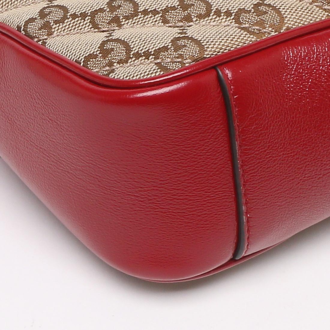 グッチ ショルダーバッグ GGマーモント ダブルG ベージュ エボニーレッド レディース GUCCI 443497 HVKEG 8561