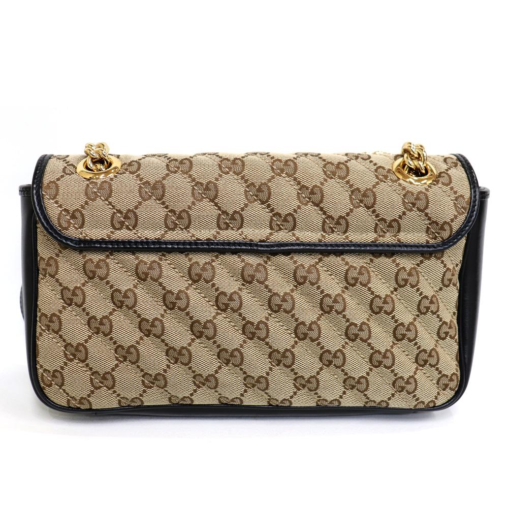 グッチ GUCCI GGマーモントスモールショルダーバック GGキャンバス 2Way レザー ベージュ 黒 443497 HVKEG 8272