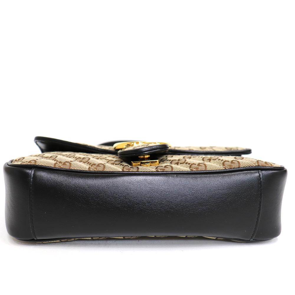 グッチ GUCCI GGマーモントスモールショルダーバック GGキャンバス 2Way レザー ベージュ 黒 443497 HVKEG 8272