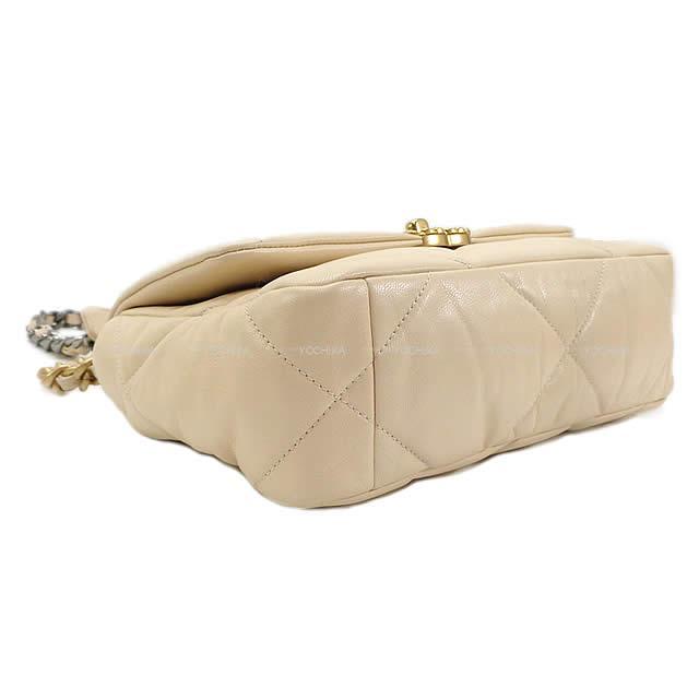 CHANEL シャネル 19 チェーンココマーク 2Way ショルダーバッグ ベージュ ゴートスキン AS1160 シルバー ゴールド金具