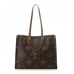 ルイ・ヴィトン LOUIS VUITTON オンザゴーGM ジャイアントモノグラム トートバッグ PVC レザー 茶 2WAY M44576