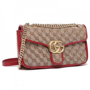 グッチ ショルダーバッグ GGマーモント ダブルG ベージュ エボニーレッド レディース GUCCI 443497 HVKEG 8561