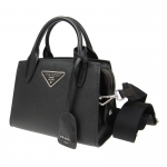 PRADA プラダ モノクローム ショルダー付き 2WAY ハンドバッグ ショルダーバッグ ブラック 1BA269 2ERX F0002