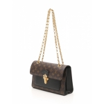 ルイ・ヴィトン LOUIS VUITTON ヴィクトワール モノグラム チェーンショルダーバッグ PVC レザー 茶 黒 M41730