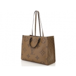 ルイ・ヴィトン LOUIS VUITTON オンザゴーGM ジャイアントモノグラム トートバッグ PVC レザー 茶 2WAY M44576