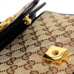 グッチ GUCCI GGマーモントスモールショルダーバック GGキャンバス 2Way レザー ベージュ 黒 443497 HVKEG 8272