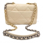CHANEL シャネル 19 チェーンココマーク 2Way ショルダーバッグ ベージュ ゴートスキン AS1160 シルバー ゴールド金具