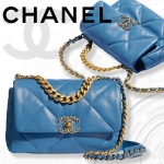シャネル CHANEL ラムスキン CHANEL19 フラップバッグ ブルーAS1160 B02875 N0902