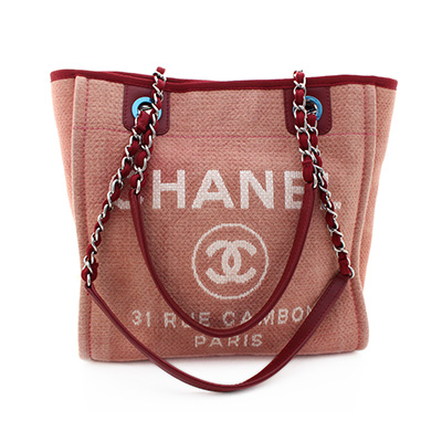 CHANEL シャネル トートバッグ ドーヴィルPM ショルダーバッグ レディース ピンク レッド キャンバス レザー A66939