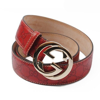 GUCCIグッチ アパレル　ユニセックスベルト インターロッキングGバックル　グッチシマ　ダークレッド　114876 AA61G 214351
