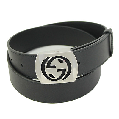 グッチベルトメンズ  GUCCI カットアウトGバックル ブラック レザー 36インチ 387031