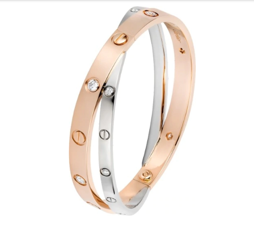 カルティエ LOVE ブレスレット、ダイヤモンド12個  ピンクゴールド、ホワイトゴールド、ダイヤモンド N6039117