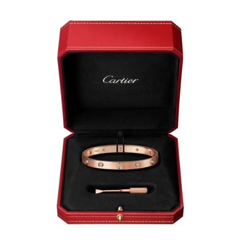 カルティエ LOVE ブレスレット、ダイヤモンド10個 ピンクゴールド、ダイヤモンド B6040617