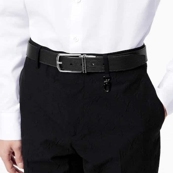 LouisVuitton スレンダー 35MM リバーシブル ベルト 黒 レザー M0128Q