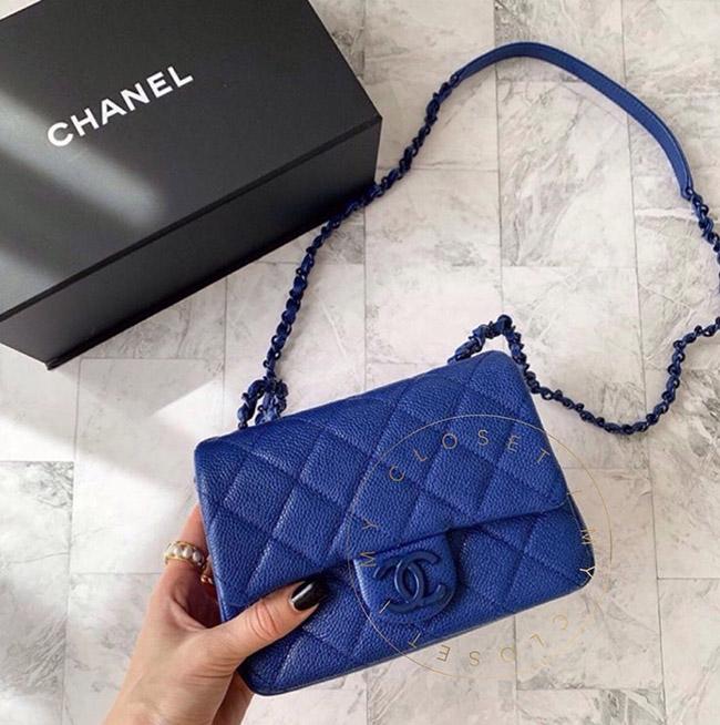 CHANEL フラップ バッグ ショルダー CC キャビア ピンク ブルー ダークブルー AS1784 B02892 N5947