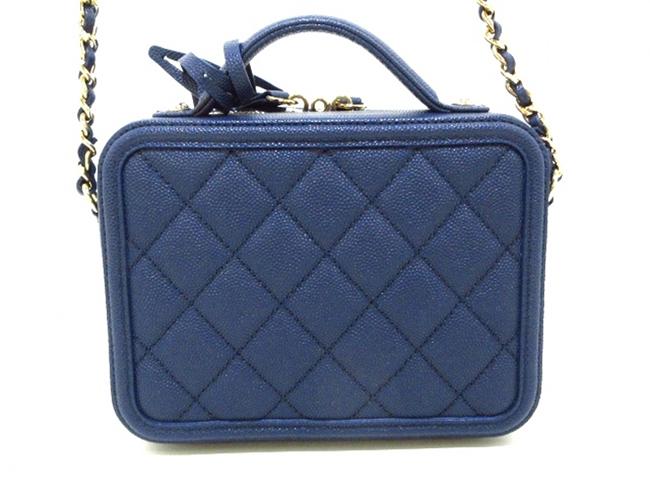 CHANEL (シャネル) ショルダーバッグ美品 スモールバニティケース A93343 ネイビー 2way/チェーンショルダー/シルバー金具 キャビアスキン