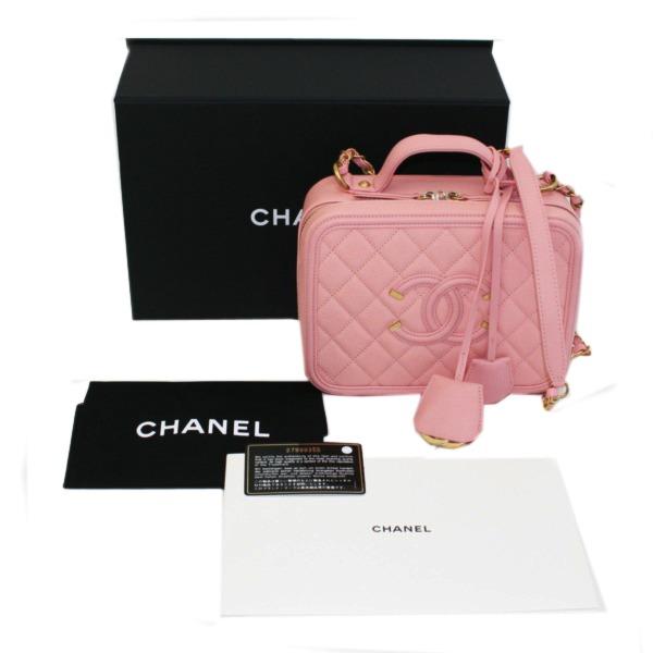 シャネル  2WAYバニティバッグ　マトラッセ　キャビアスキン　ピンク　A93343