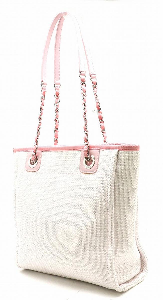  CHANEL シャネル ドーヴィル チェーンショルダー トートバッグ ショルダーバッグ ラフィア レザー ローズクレール ピンク A66939